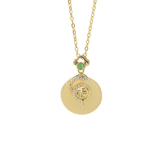 Buddha Gift 925 Sterling Silver Fu Character Hetian Jade Peace Buckle Year Of The Snake Luck Necklace Pendant