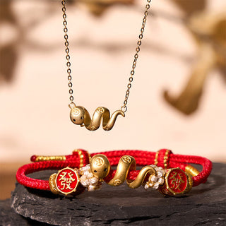 Buddha Gift 925 Sterling Silver Copper Coins Wealth The Year of The Snake 2025 Red String Protection Bundle
