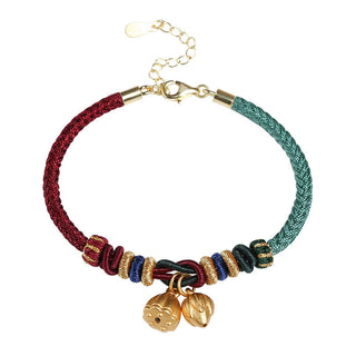 Buddha Gift 999 Sterling Silver Lotus Pod Design Luck Red Green String Bracelet