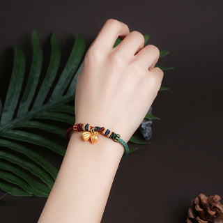 Buddha Gift 999 Sterling Silver Lotus Pod Design Luck Red Green String Bracelet