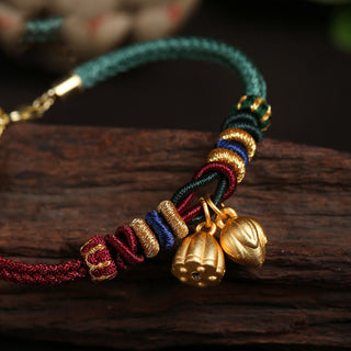 Buddha Gift 999 Sterling Silver Lotus Pod Design Luck Red Green String Bracelet