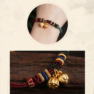 Buddha Gift 999 Sterling Silver Lotus Pod Design Luck Red Green String Bracelet