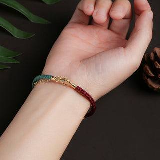 Buddha Gift 999 Sterling Silver Lotus Pod Design Luck Red Green String Bracelet