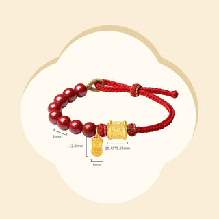 Buddha Gift 999 Sterling Silver Six True Words Om Mani Padme Hum Cinnabar Blessing String Bracelet