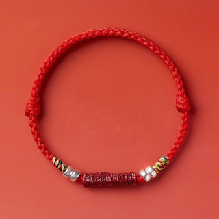 Buddha Gift 925 Sterling Silver Om Mani Padme Hum Cinnabar Blessing Child Adult Bracelet