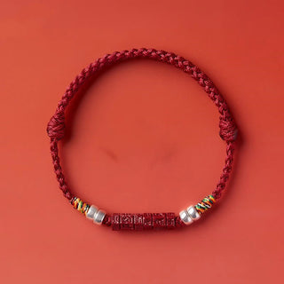 Buddha Gift 925 Sterling Silver Om Mani Padme Hum Cinnabar Blessing Child Adult Bracelet