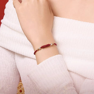 Buddha Gift 925 Sterling Silver Om Mani Padme Hum Cinnabar Blessing Child Adult Bracelet