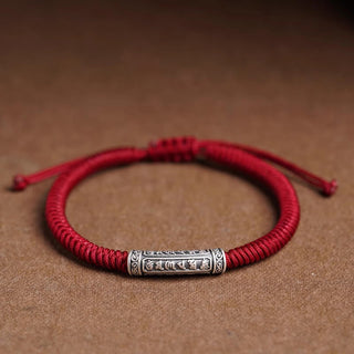 Buddha Gift Handmade 999 Sterling Silver Peace and Good Fortune Om Mani Padme Hum Luck Rope Bracelet