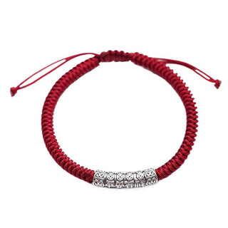 Buddha Gift Handmade 999 Sterling Silver Peace and Good Fortune Om Mani Padme Hum Luck Rope Bracelet