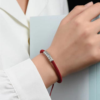 Buddha Gift Handmade 999 Sterling Silver Peace and Good Fortune Om Mani Padme Hum Luck Rope Bracelet