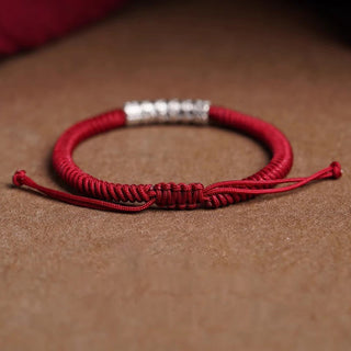 Buddha Gift Handmade 999 Sterling Silver Peace and Good Fortune Om Mani Padme Hum Luck Rope Bracelet