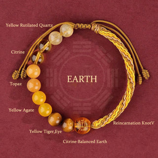 Buddha Gift Five Elements Various Crystal Agate Wealth Reincarnation Knot Braid Bracelet