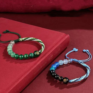 Buddha Gift Five Elements Various Crystal Agate Wealth Reincarnation Knot Braid Bracelet