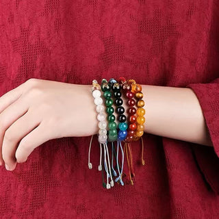 Buddha Gift Five Elements Various Crystal Agate Wealth Reincarnation Knot Braid Bracelet