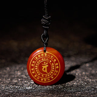 Buddha Gift Vairocana Tathagata Sanskrit Mantra Various Crystal Black Obsidian Green Aventurine Strength Necklace Pendant