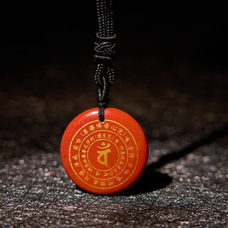 Buddha Gift Vairocana Tathagata Sanskrit Mantra Various Crystal Black Obsidian Green Aventurine Strength Necklace Pendant