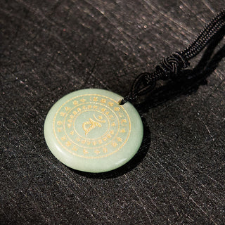 Buddha Gift Vairocana Tathagata Sanskrit Mantra Various Crystal Black Obsidian Green Aventurine Strength Necklace Pendant
