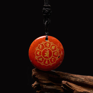 Buddha Gift Om Mani Padme Hum Natural Various Crystal Black Obsidian Strength Necklace Pendant