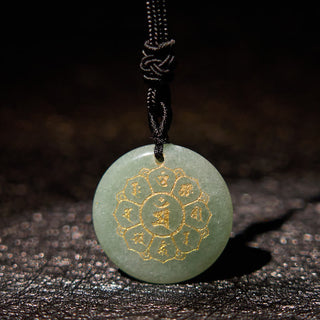 Buddha Gift Om Mani Padme Hum Natural Various Crystal Black Obsidian Strength Necklace Pendant