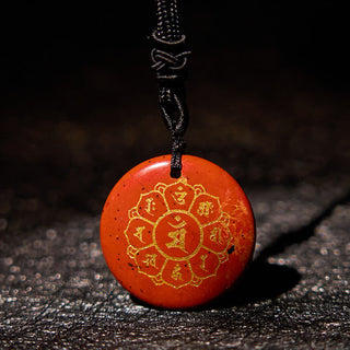 Buddha Gift Om Mani Padme Hum Natural Various Crystal Black Obsidian Strength Necklace Pendant