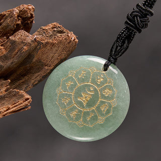Buddha Gift Om Mani Padme Hum Natural Various Crystal Black Obsidian Strength Necklace Pendant
