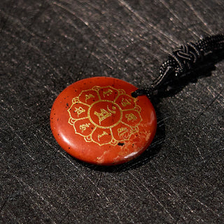 Buddha Gift Om Mani Padme Hum Natural Various Crystal Black Obsidian Strength Necklace Pendant