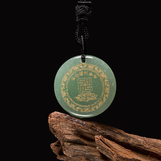 Buddha Gift Swastika Lotus Pattern Natural Various Crystal Black Obsidian Purification Necklace Pendant