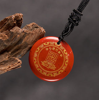 Buddha Gift Swastika Lotus Pattern Natural Various Crystal Black Obsidian Purification Necklace Pendant