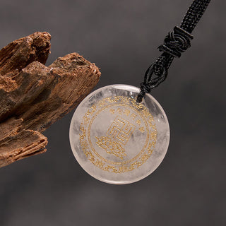 Buddha Gift Swastika Lotus Pattern Natural Various Crystal Black Obsidian Purification Necklace Pendant