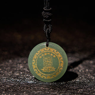 Buddha Gift Swastika Lotus Pattern Natural Various Crystal Black Obsidian Purification Necklace Pendant