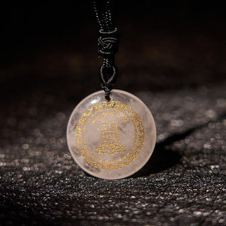 Buddha Gift Swastika Lotus Pattern Natural Various Crystal Black Obsidian Purification Necklace Pendant