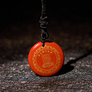 Buddha Gift Swastika Lotus Pattern Natural Various Crystal Black Obsidian Purification Necklace Pendant