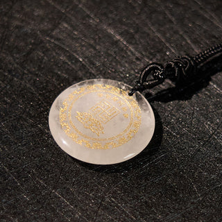 Buddha Gift Swastika Lotus Pattern Natural Various Crystal Black Obsidian Purification Necklace Pendant
