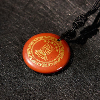 Buddha Gift Swastika Lotus Pattern Natural Various Crystal Black Obsidian Purification Necklace Pendant