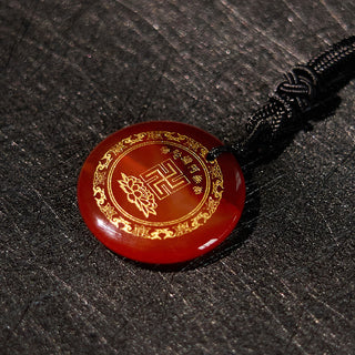 Buddha Gift Swastika Lotus Pattern Natural Various Crystal Black Obsidian Purification Necklace Pendant