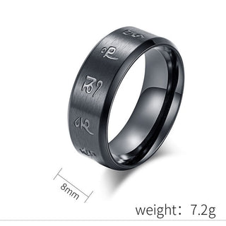 Buddha Gift Black Jambhala Mantra Titanium Steel Balance Ring