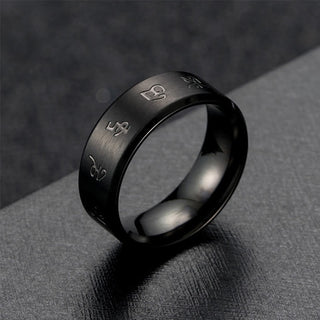 Buddha Gift Black Jambhala Mantra Titanium Steel Balance Ring