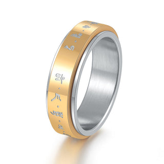 Buddha Gift Tibetan Mantra Titanium Steel Balance Rotatable Ring
