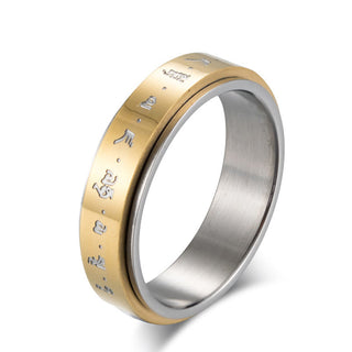 Buddha Gift Tibetan Mantra Titanium Steel Balance Rotatable Ring