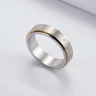 Buddha Gift Tibetan Mantra Titanium Steel Balance Rotatable Ring