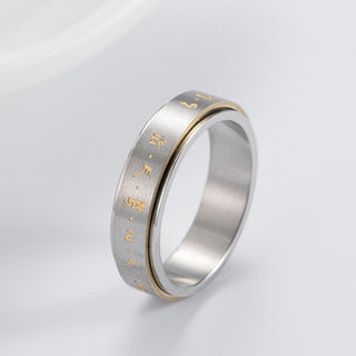 Buddha Gift Tibetan Mantra Titanium Steel Balance Rotatable Ring