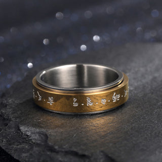 Buddha Gift Tibetan Mantra Titanium Steel Balance Rotatable Ring