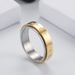 Buddha Gift Tibetan Mantra Titanium Steel Balance Rotatable Ring