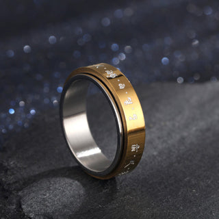 Buddha Gift Tibetan Mantra Titanium Steel Balance Rotatable Ring