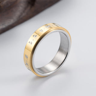 Buddha Gift Tibetan Mantra Titanium Steel Balance Rotatable Ring