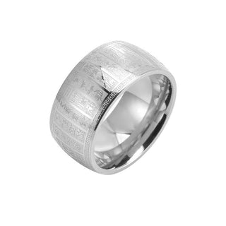 Buddha Gift Chinese Characters Engraved Pattern Titanium Steel Balance Ring