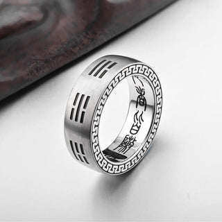 Buddha Gift Bagua Yin Yang Taoist Nine-Character Mantra Titanium Steel Harmony Ring