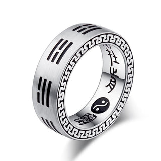 Buddha Gift Bagua Yin Yang Taoist Nine-Character Mantra Titanium Steel Harmony Ring