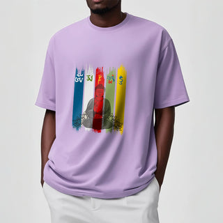 Buddha Gift Six True Words 'Om Mani Padme Hum' Buddha Sitting With Lotus Cotton Tee T-shirt