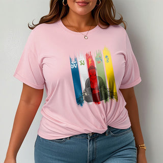 Buddha Gift Six True Words 'Om Mani Padme Hum' Buddha Sitting With Lotus Cotton Tee T-shirt